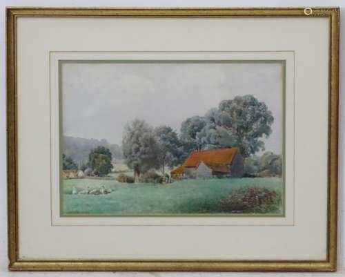 S K Gardner, early XX, Watercolour, Geese near a farm barn, Signed lower Left.