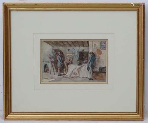 Indistinctly signed, 1908, Pencil and watercolour, 'Last Act of Puccini's L Boheme,