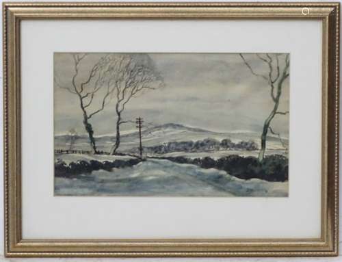 Dorothy Blackham, XX, Irish School, Watercolour, 'Near Home Snow, The Airport Road',