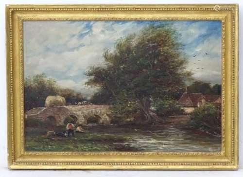 James Orrock (1829-1913), Oil on canvas laid on panel, 'Old Bridge near Crawley',