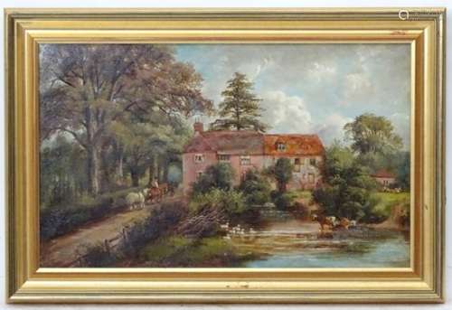 John Joseph Hughes, early XX, Oil on canvas, ''Herne Hill, Hampshire' an old watermill and house,