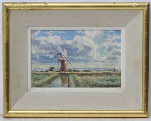 David Birch, 1945, Norfolk, Oil on canvas board, 'A Marshland Mill',