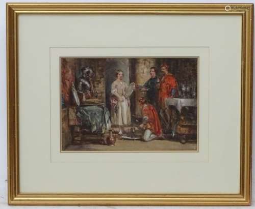 George Cattermole (1800-1868), Watercolour and gouache, The medieval proposal,