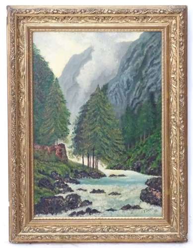 F Davies, XX, Oil on canvas, A highland river, Signed and dated lower right.