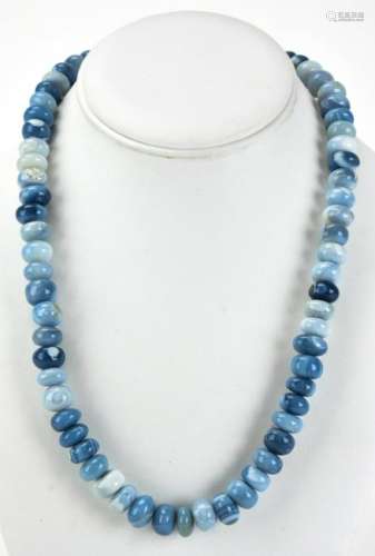 Blue Tone Specimen Agate Beaded Necklace Strand