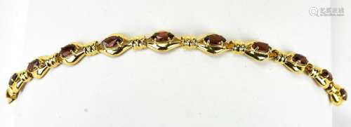 14kt Yellow Gold & Marquis Cut Garnet Bracelet