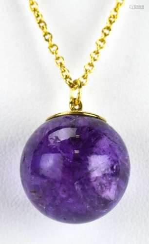 Estate 14kt Yellow Gold & Amethyst Sphere Necklace