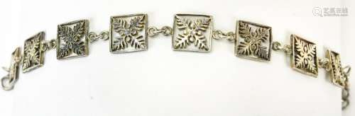 Vintage Sterling Silver Panel Bracelet
