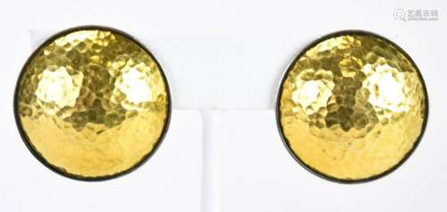 Vintage Sterling Silver & 18k Yellow Gold Earrings