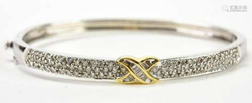 14kt White Gold & 1 Carat Diamond Bangle Bracelet