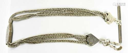 Antique 19th C Coin Silver Watch Fob Chain