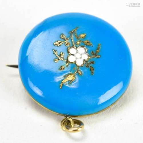 Antique 19th C Turquoise Enamel Locket Pendant