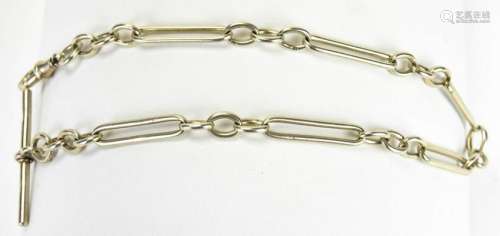 Antique English Sterling Trombone Link Watch Chain
