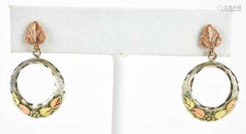 12k Black Hills Gold & Sterling Silver Earrings
