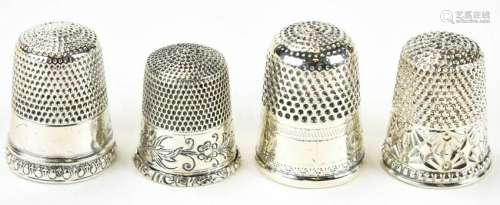 Group of Four Antique & Vintage Sterling Thimbles