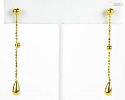 Pair of Vintage 14kt Yellow Gold Beaded Earrings