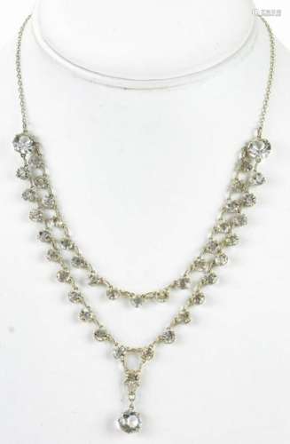 Antique Silver & Paste Double Festoon Necklace