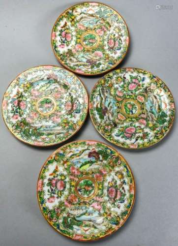 4 Chinese Rose Medallion Porcelain Dishes