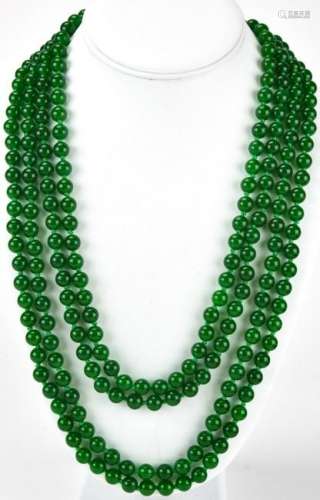Impressive 100 Inch Jade Hand Knotted Necklace