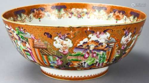 18th C Chinese Famille Rose Porcelain Punch Bowl