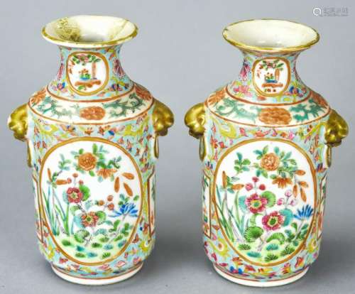 Pair of Signed Antique Chinese Hand Painted Vases