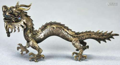 Chinese Export Silver Dragon Form Card Holder