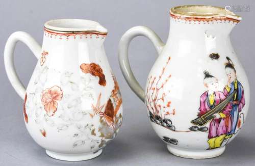 Two Antique 18th C Chinese Export Pitchers