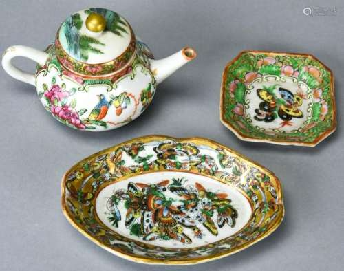 Three Chinese Hand Painted Porcelain Miniatures