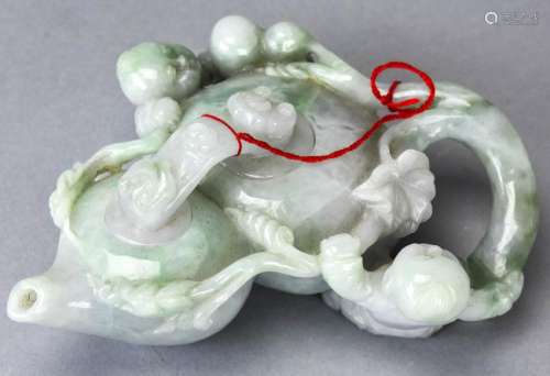 Chinese Hand Carved Jade Teapot Form Water Dropper