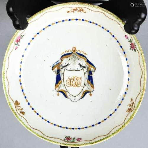 Antique Chinese 18th C Armorial Porcelain Dish