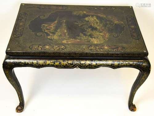 Antique Carved Hand Painted Asian Coffee Table