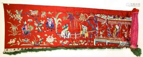 Large Antique Asian Silk Tapestry w Deities