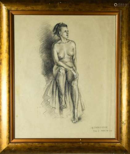 A Smallidge Signed Fine Pencil Female Nude Drawing