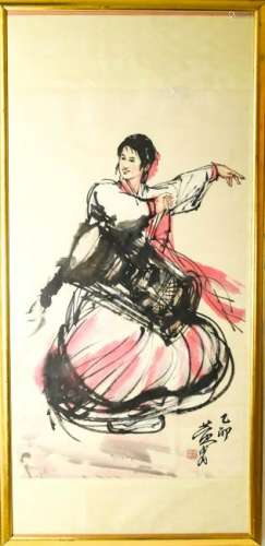 Chinese Watercolor Painting of Female Dancer