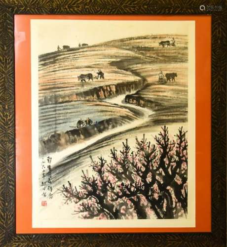 Chinese Painting of a Farming Scene