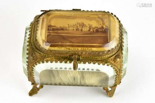 Antique Palais Royal Ormolu & Glass Jewelry Box