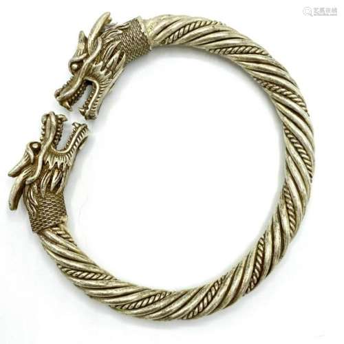 Chinese Silver Double Head Dragon Bracelet