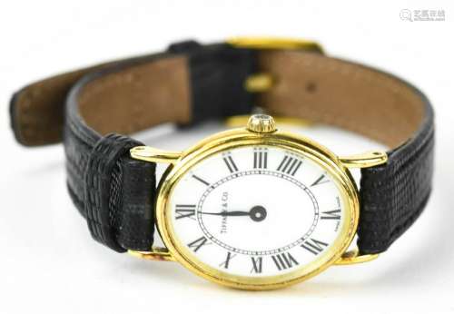 Women's Vintage 14K Tiffany Watch w Leather Band