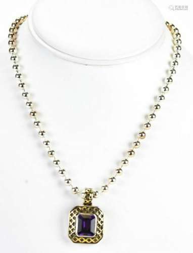 14kt Gold Sterling Silver & Amethyst Necklace