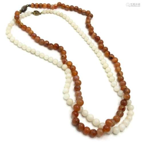Pair of Stone Beaded Agate Necklaces
