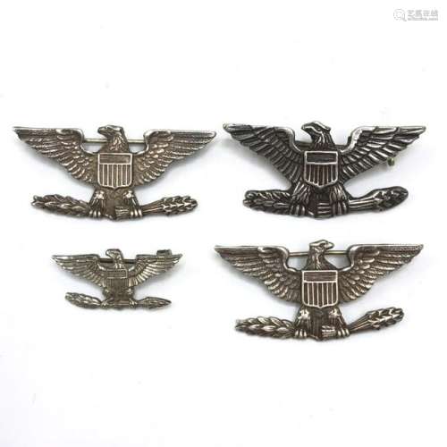 Lot of 4 Sterling Military Eagle Pins