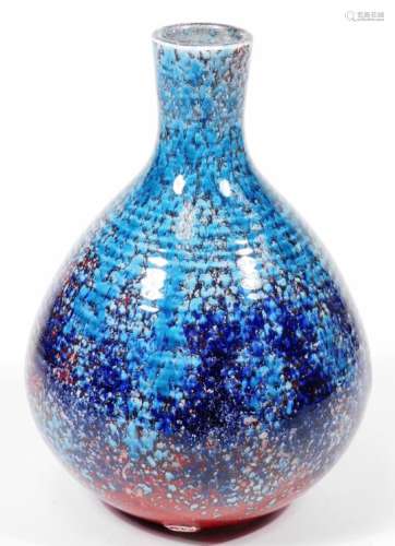 A Poole pottery Studio vase, decorated in blue and red glazes, A.W. Pad mark for Alan White, Poole