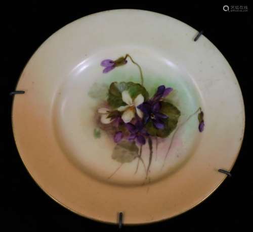 An early 20thC Royal Worcester porcelain saucer, handpainted with flowers, unsigned, 1905, 12cm