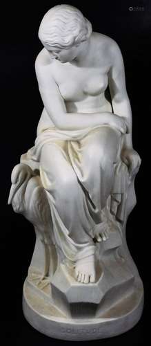 A mid 19thC Minton J Lawlor; Art Union of London Parian sculpture of Solitude, formed as a semi-clad