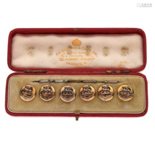 Royal Antediluvian Order of Buffaloes - Cased set of six buttons, each with dragon motif above