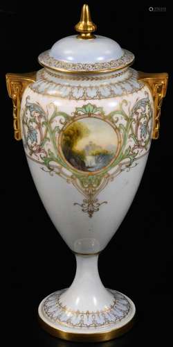 An early 20thC Royal Worcester vase and cover, 1920, of shouldered form, with moulded gilt