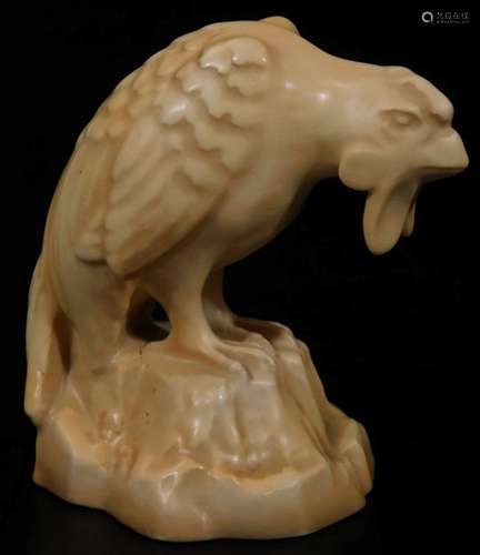 An early 20thC Royal Worcester blush ivory eagle candle snuffer ornament, 1916, printed marks