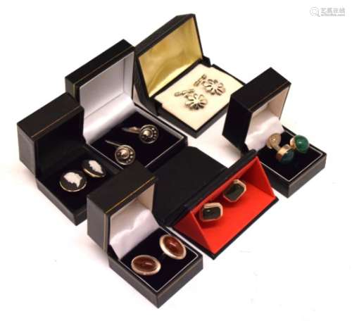 Six assorted pairs of cufflinks to include three Danish Sterling silver, one stamped Nefrom (6)