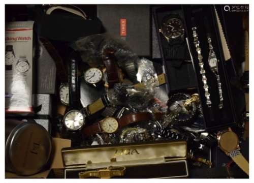 Large selection of dress/fashion wristwatches to include; Bulova, Timex, etc