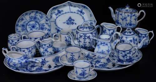 A Chinese design blue and white porcelain part service, each piece similarly decorated with